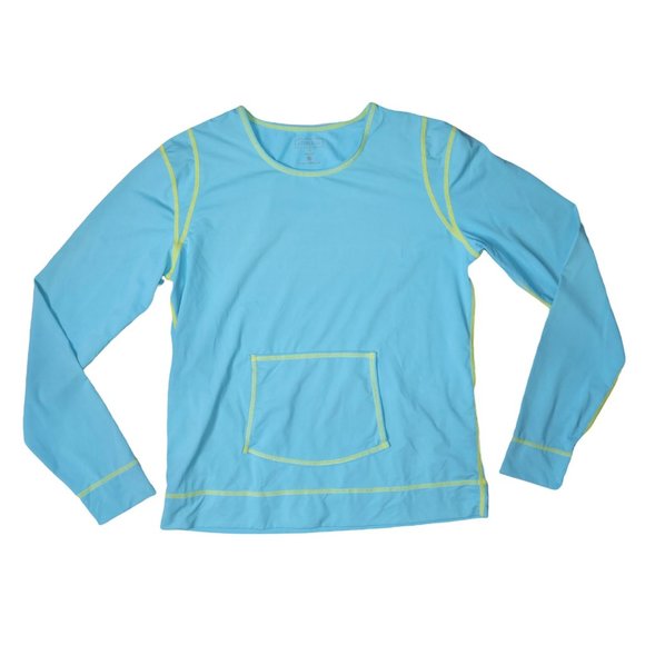 Athleta RashGuard Summer Shade Long Sleeve 826057 Blue Green Size Medium - Picture 1 of 8